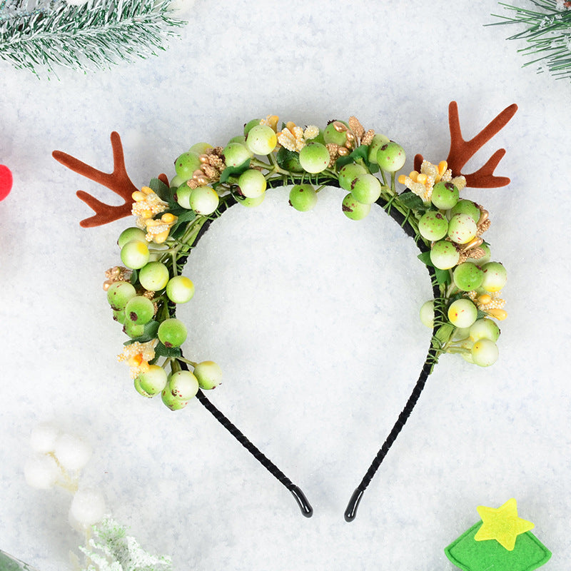 Wholesale Christmas Plastic Simulated Berry Antler Headbands